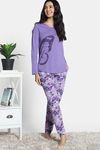 Zivame 2 Mile Fashion Knit Cotton Pyjama Set -Aster Purple — thumbnail 2